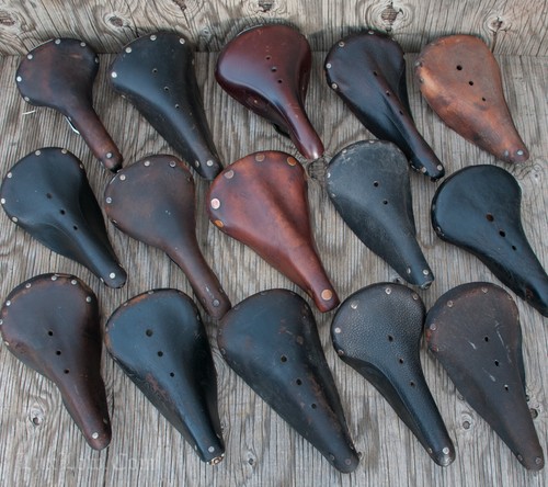 Vintage leather bicycle saddle - leather,